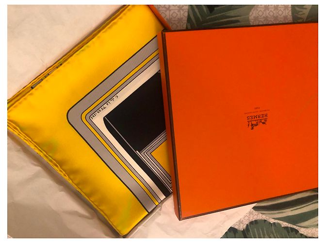 Carré Hermès - Les Coupés - firmato F. da La PERRIERE Giallo - vista 8