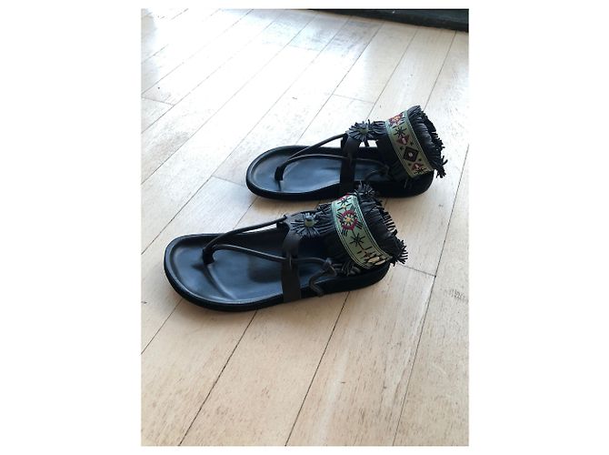 Sandali stile boho Isabel Marant in ottime condizioni Nero Verde - vista 3