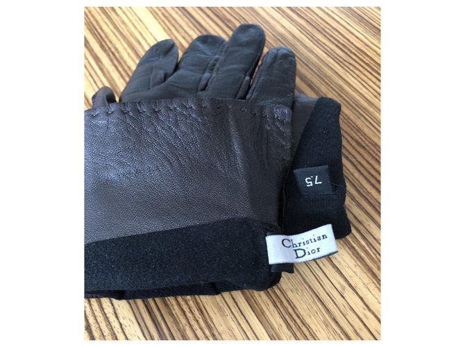 Dior Lederhandschuhe Dunkelbraun - Ansicht 3