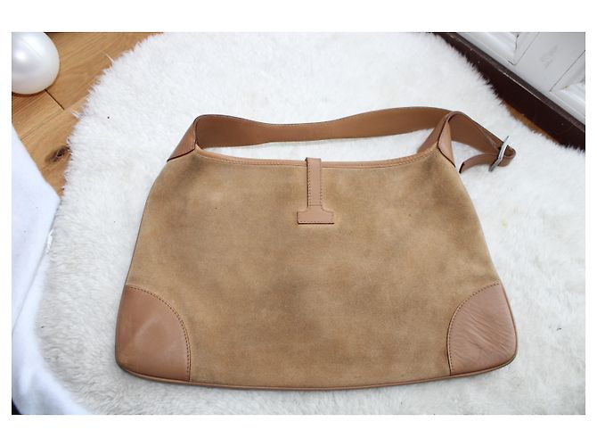 Borsa a mano Gucci Jackie Bouvier Beige in pelle di cervo - vista 2