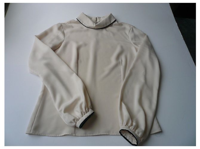 CHANEL UNIFORM Camicetta manica lunga ecru T38 Beige - vista 2