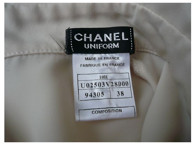 CHANEL UNIFORM Camicetta manica lunga ecru T38 Beige - vista 4