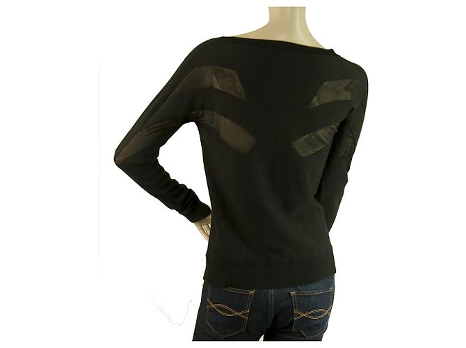 Surface To Air Superficie all'aria Maglia nera in cotone e viscosa con pannelli trasparenti Taglia camicetta 34 Nero - vista 2
