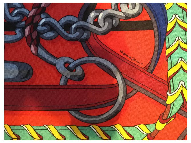 Scialle di Hermès  140 X 140 cashmere e seta Rosso - vista 3
