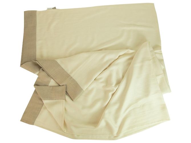 AGNONA Crema e Beige Cashmere e Seta Sciarpa Rettangolare Grande Scialle Pasmina - vista 5
