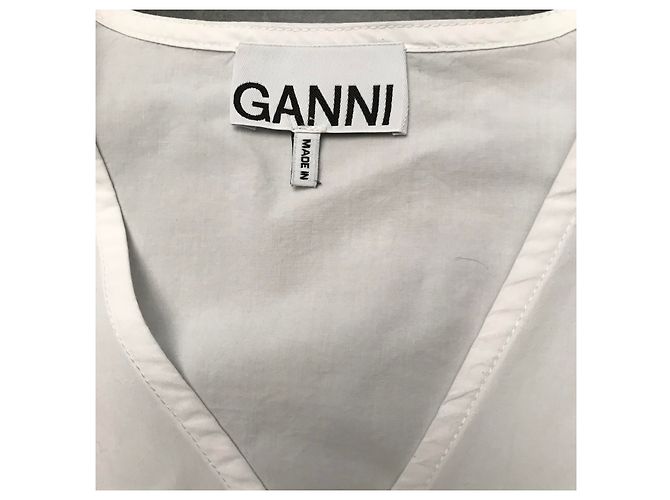 Blusa cruzada Ganni blanca de algodón Blanco - vista 3