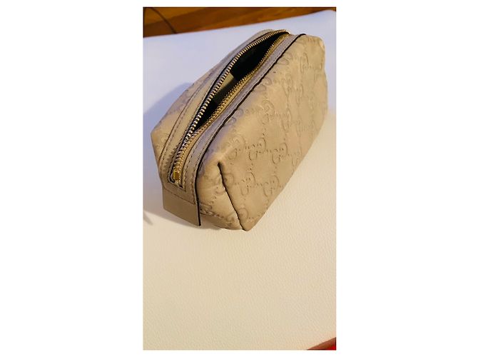 Beauty Case Gucci Vinity in Pelle Beige Grigio - vista 10