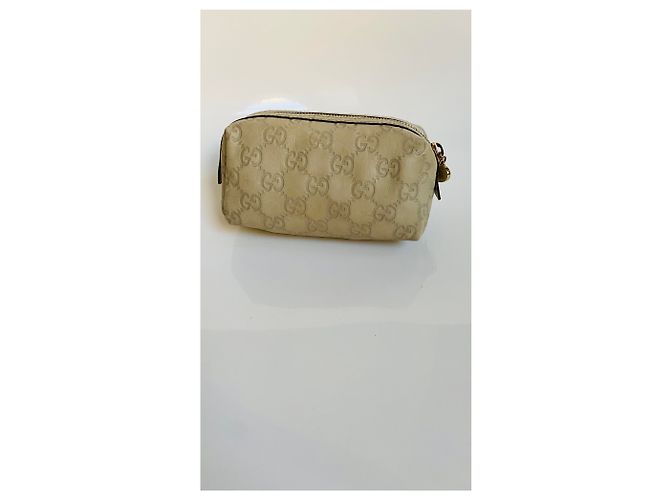 Beauty Case Gucci Vinity in Pelle Beige Grigio - vista 2
