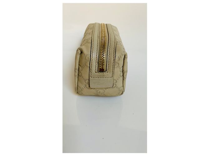 Beauty Case Gucci Vinity in Pelle Beige Grigio - vista 3