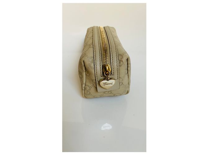 Beauty Case Gucci Vinity in Pelle Beige Grigio - vista 4
