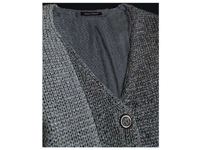Luisa Cerano Strickjacke Silber Grau Seide - Ansicht 2
