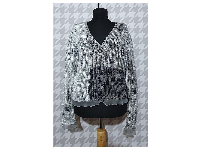 Luisa Cerano Strickjacke Silber Grau Seide - Ansicht 3