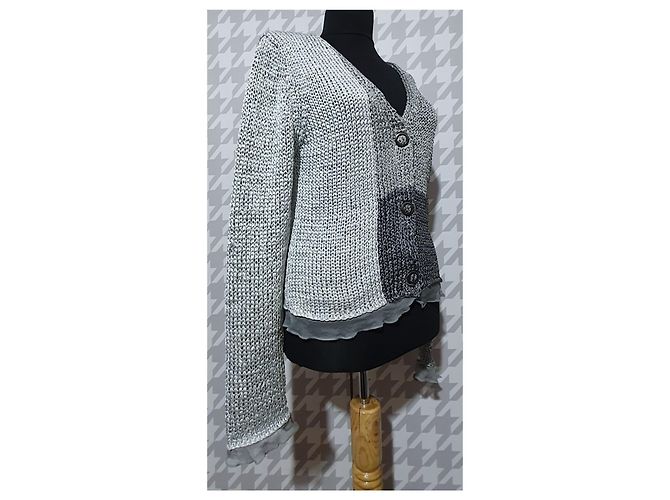Luisa Cerano Strickjacke Silber Grau Seide - Ansicht 4