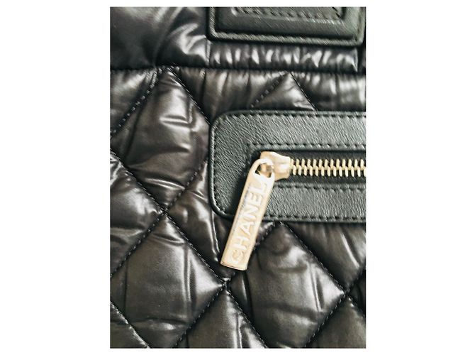 Borsa Chanel Coco Cocoon nera in pelle e nylon Nero Silver hardware - vista 10