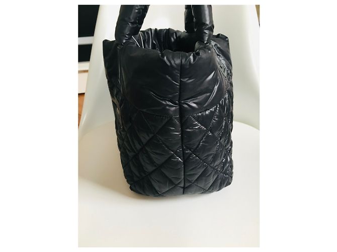 Borsa Chanel Coco Cocoon nera in pelle e nylon Nero Silver hardware - vista 11