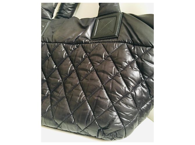 Borsa Chanel Coco Cocoon nera in pelle e nylon Nero Silver hardware - vista 12