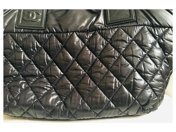 Borsa Chanel Coco Cocoon nera in pelle e nylon Nero Silver hardware - vista 14