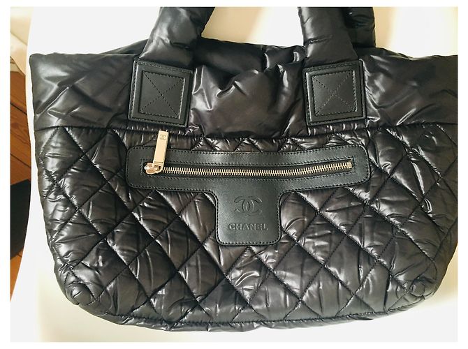 Borsa Chanel Coco Cocoon nera in pelle e nylon Nero Silver hardware - vista 15