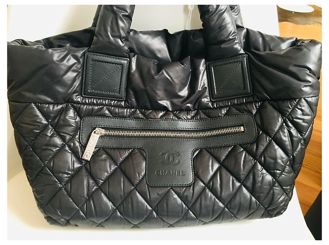 Borsa Chanel Coco Cocoon nera in pelle e nylon Nero Silver hardware - vista 16