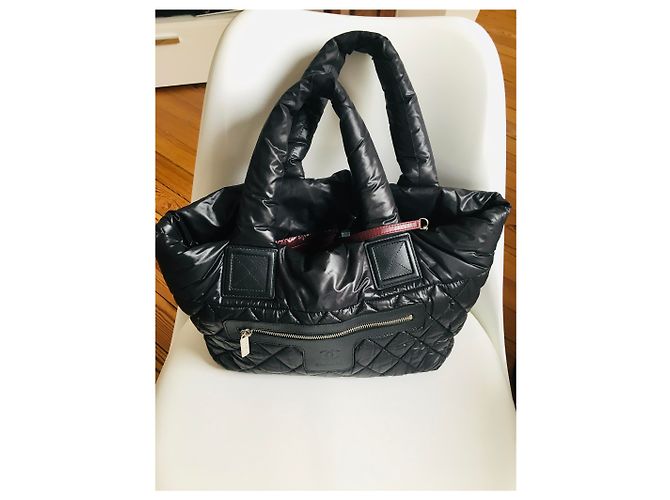 Borsa Chanel Coco Cocoon nera in pelle e nylon Nero Silver hardware - vista 18