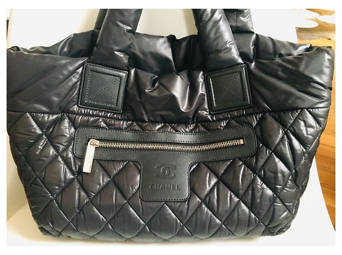 Borsa Chanel Coco Cocoon nera in pelle e nylon Nero Silver hardware - vista 19
