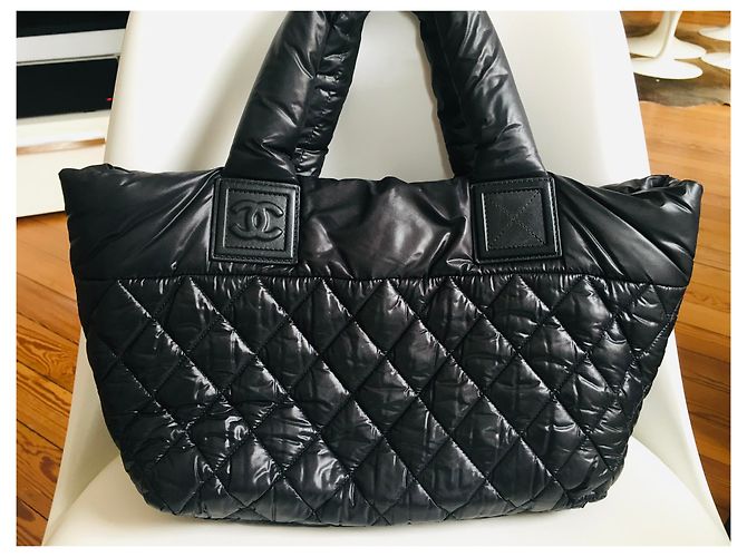 Borsa Chanel Coco Cocoon nera in pelle e nylon Nero Silver hardware - vista 20