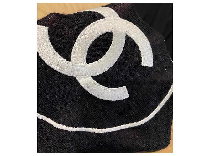 Chanel Kaschmir und Seide CC stahlen Schal Schwarz - Ansicht 3
