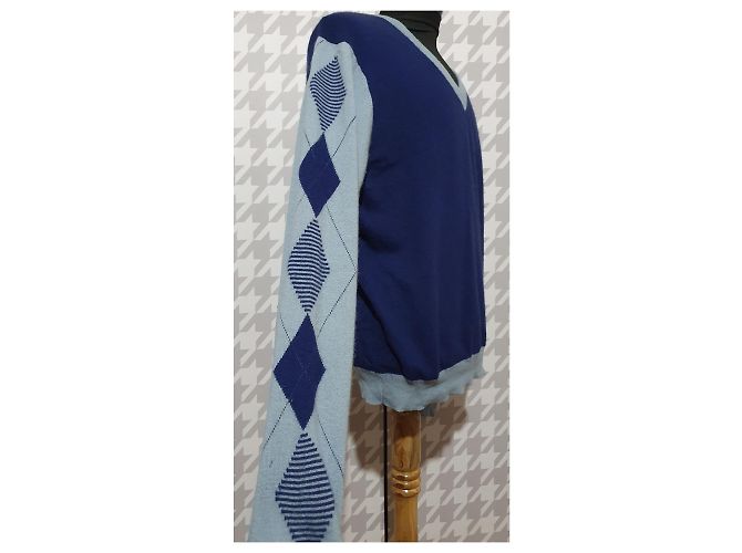 Autre Marque Altai Cashmere Pullover mit Rautenmuster blau - Ansicht 2