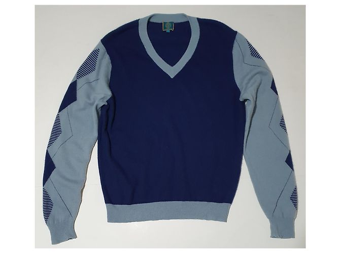 Autre Marque Altai Cashmere Pullover mit Rautenmuster blau - Ansicht 4