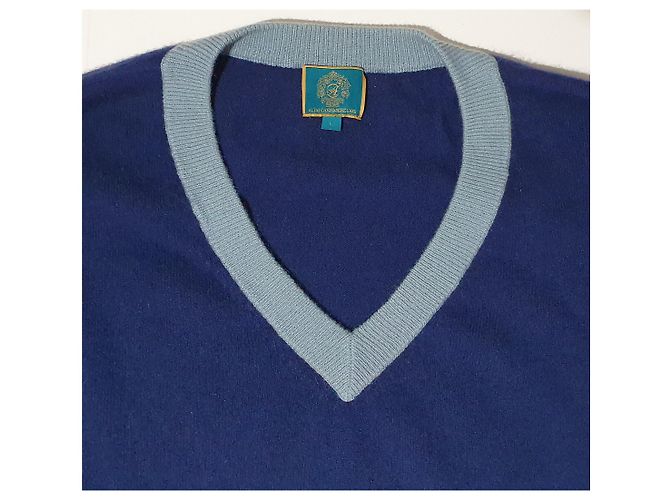 Autre Marque Altai Cashmere Pullover mit Rautenmuster blau - Ansicht 5