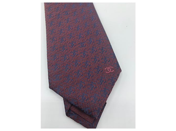 Chanel Seidenkrawatte Dunkelrot Bordeaux - Ansicht 3