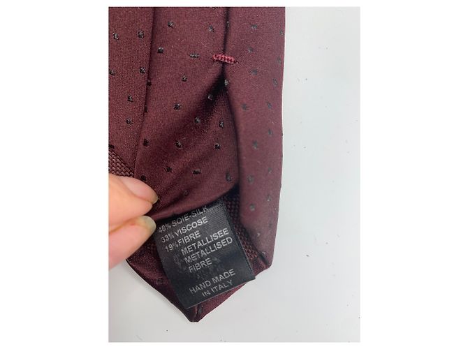 Cravatta Chanel in seta rosso scuro Bordò - vista 5