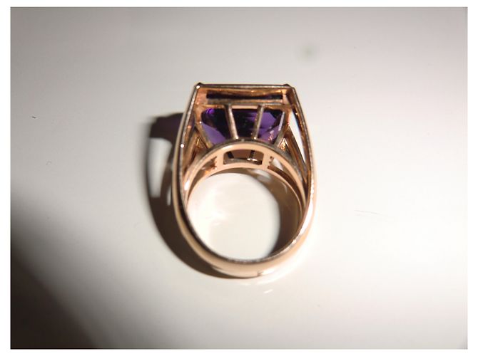 Autre Marque Anello personalizzato in oro rosa e ametista Porpora - vista 2