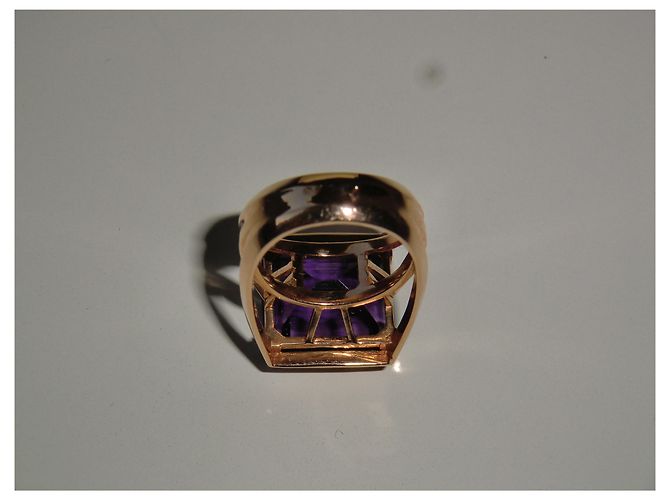 Autre Marque Anello personalizzato in oro rosa e ametista Porpora - vista 4
