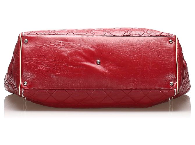 Mademoiselle Chanel Red East / West Lammfell Leder Einkaufstasche Rot - Ansicht 4