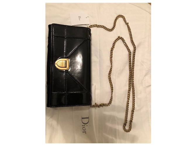 Clutch Dior Diorama in vernice nera Nero - vista 2