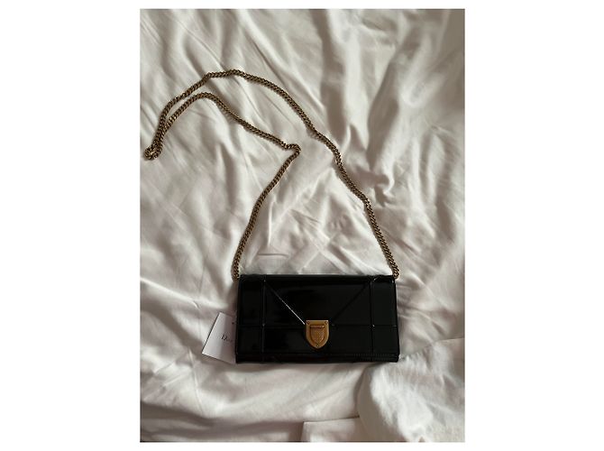 Clutch Dior Diorama in vernice nera Nero - vista 3
