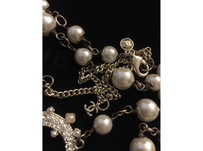 Chanel Collana Pendente con Perle e Cristalli Oro Gold hardware - vista 3