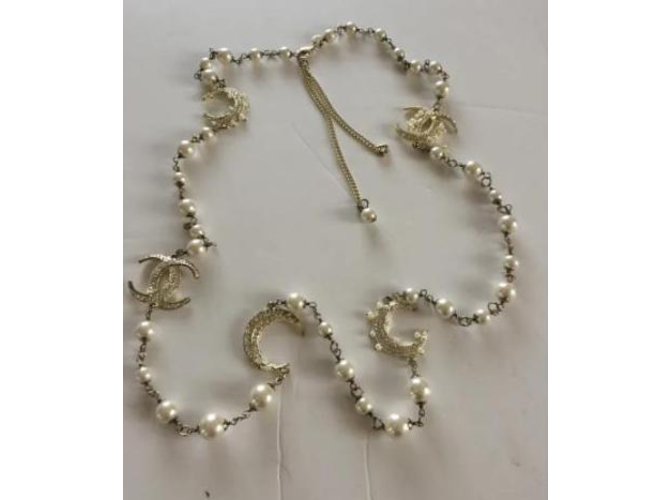 Chanel Collana Pendente con Perle e Cristalli Oro Gold hardware - vista 4