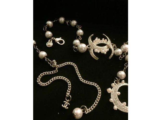 Chanel Collana Pendente con Perle e Cristalli Oro Gold hardware - vista 6