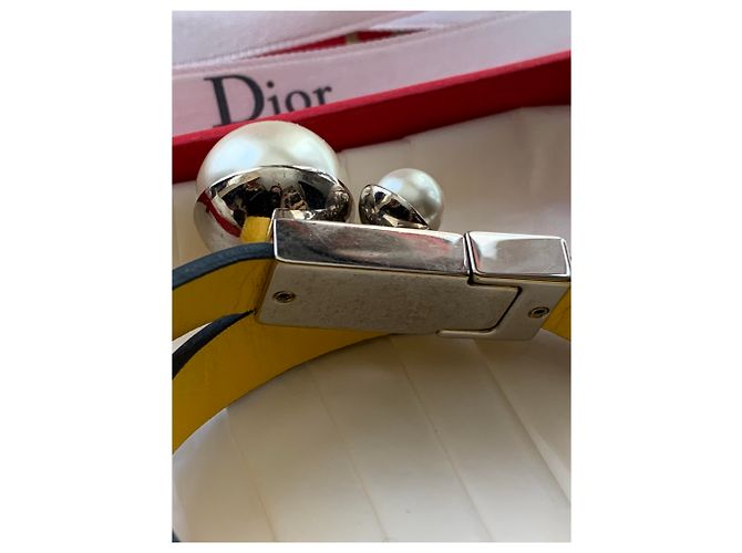 Bracciale Dior in pelle giallo - vista 4