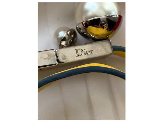 Bracciale Dior in pelle giallo - vista 5