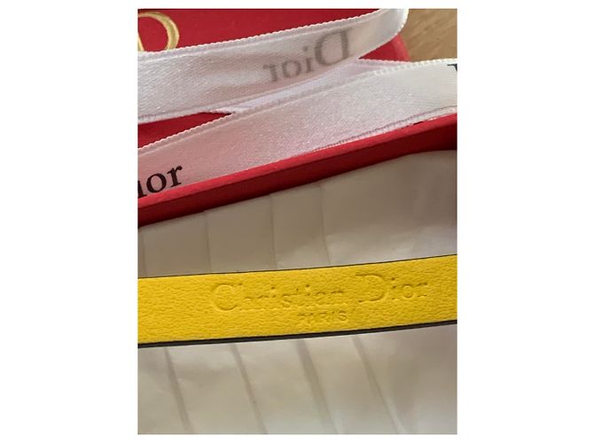 Bracciale Dior in pelle giallo - vista 6