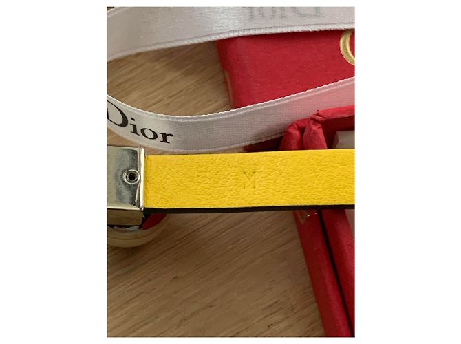Bracciale Dior in pelle giallo - vista 7