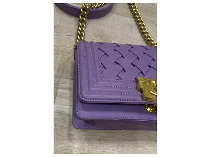 Borsa Chanel Boy Mini Paris-Versailles Porpora Lavanda Gold hardware - vista 11