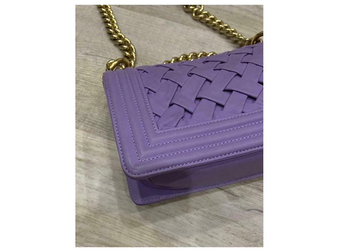 Borsa Chanel Boy Mini Paris-Versailles Porpora Lavanda Gold hardware - vista 12