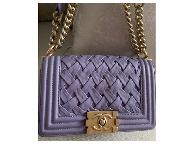 Borsa Chanel Boy Mini Paris-Versailles Porpora Lavanda Gold hardware - vista 2