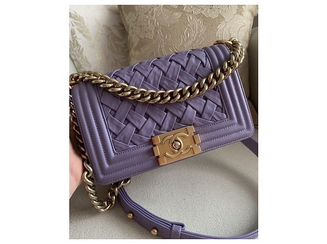 Borsa Chanel Boy Mini Paris-Versailles Porpora Lavanda Gold hardware - vista 3
