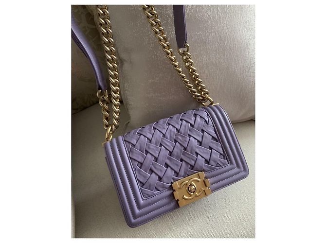 Borsa Chanel Boy Mini Paris-Versailles Porpora Lavanda Gold hardware - vista 4