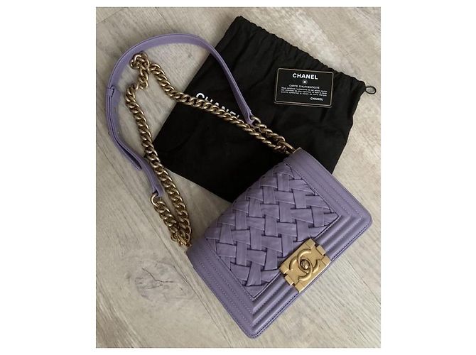 Borsa Chanel Boy Mini Paris-Versailles Porpora Lavanda Gold hardware - vista 5